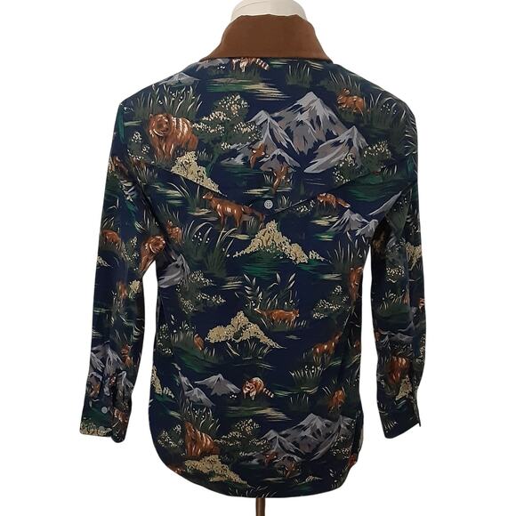 Mo Betta Western Shirt Suede Collar Bear Mountain Button Up Shirt Garth Brooks - Picture 2 of 9